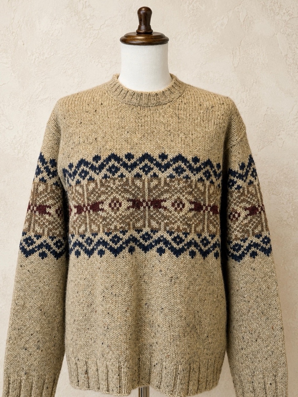 VINTAGE 90s Tommy Hilfiger fair isle sweater 100% wool marled yarn earthy lodge